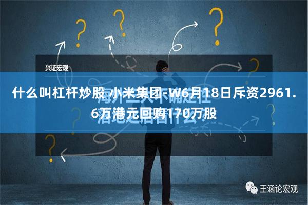 什么叫杠杆炒股 小米集团-W6月18日斥资2961.6万港元回购170万股