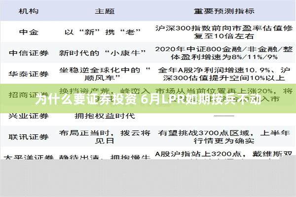 为什么要证券投资 6月LPR如期按兵不动