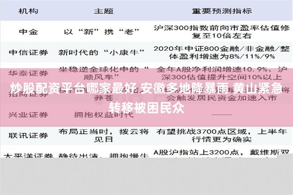 炒股配资平台哪家最好 安徽多地降暴雨 黄山紧急转移被困民众