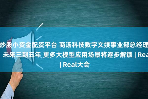 炒股小资金配资平台 商汤科技数字文娱事业部总经理栾青：未来三到五年 更多大模型应用场景将逐步解锁 | Real大会