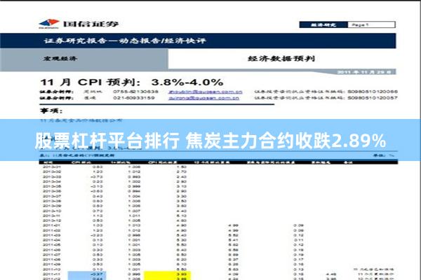 股票杠杆平台排行 焦炭主力合约收跌2.89%